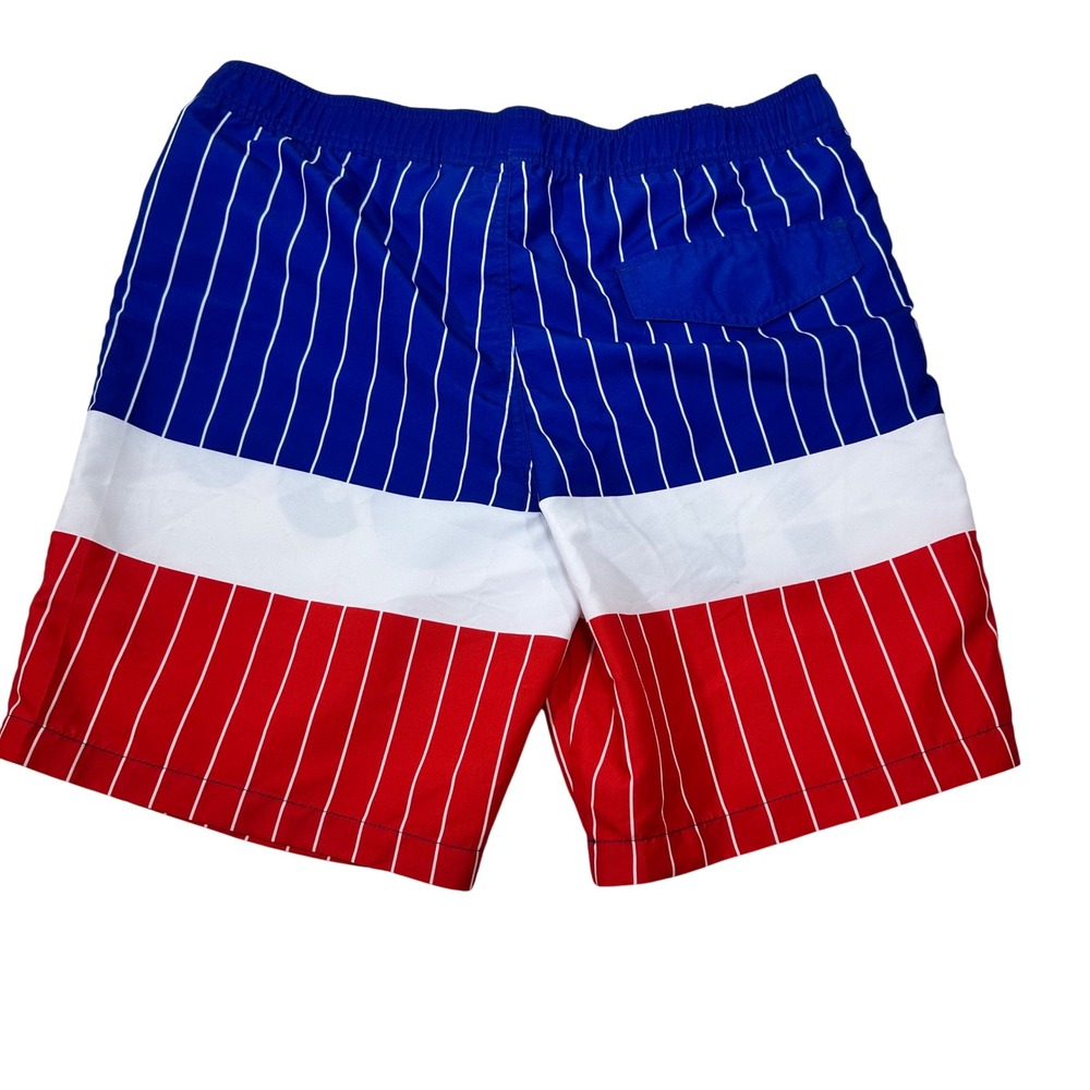 Pabst Blue Ribbon Mens Pinstripe Swim Trunks Blue Red White Medium NEW - Picture 3 of 9